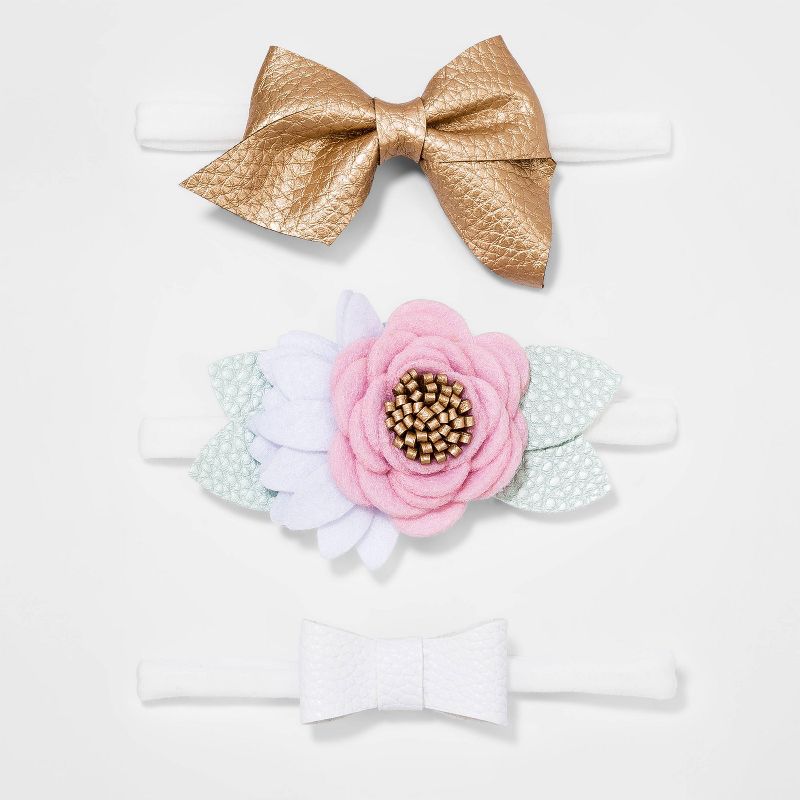Baby Girls' 3pk Felt and Glitter Bow Headband - Cloud Island™