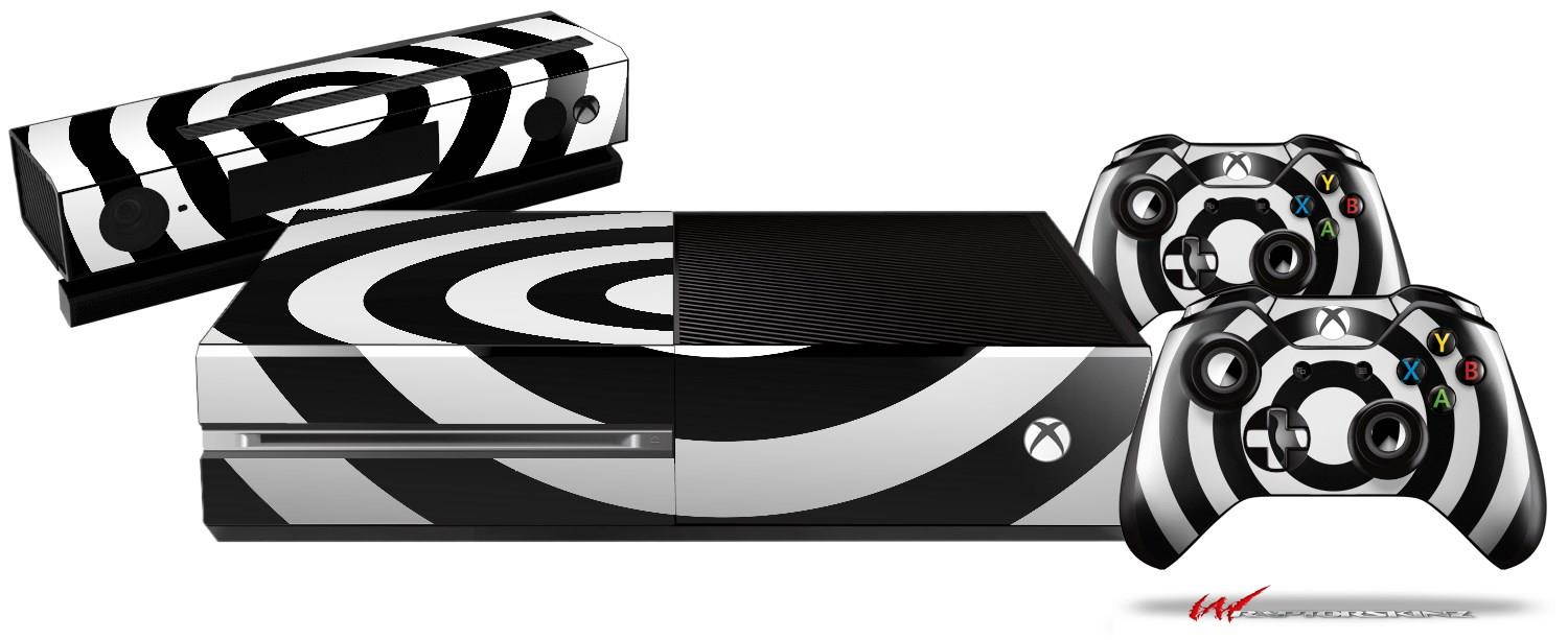 Bullseye Black and White - Holiday Bundle Decal Style Skin Set fits XBOX One Console, Kinect and 2 Controllers (XBOX SYSTEM SOLD SEPARATELY)