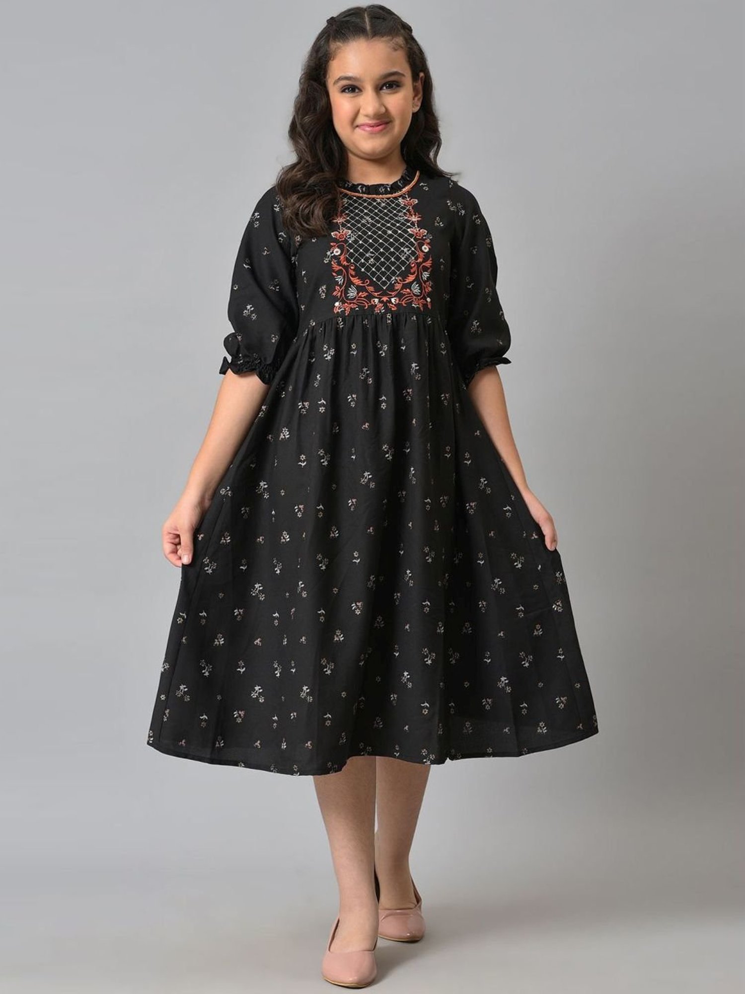 Aurelia Kids Black Printed Dress