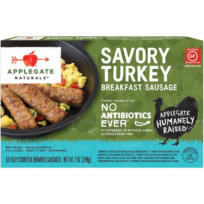 Applegate Naturals Savory Turkey Breakfast Sausages - Frozen - 7oz/10ct