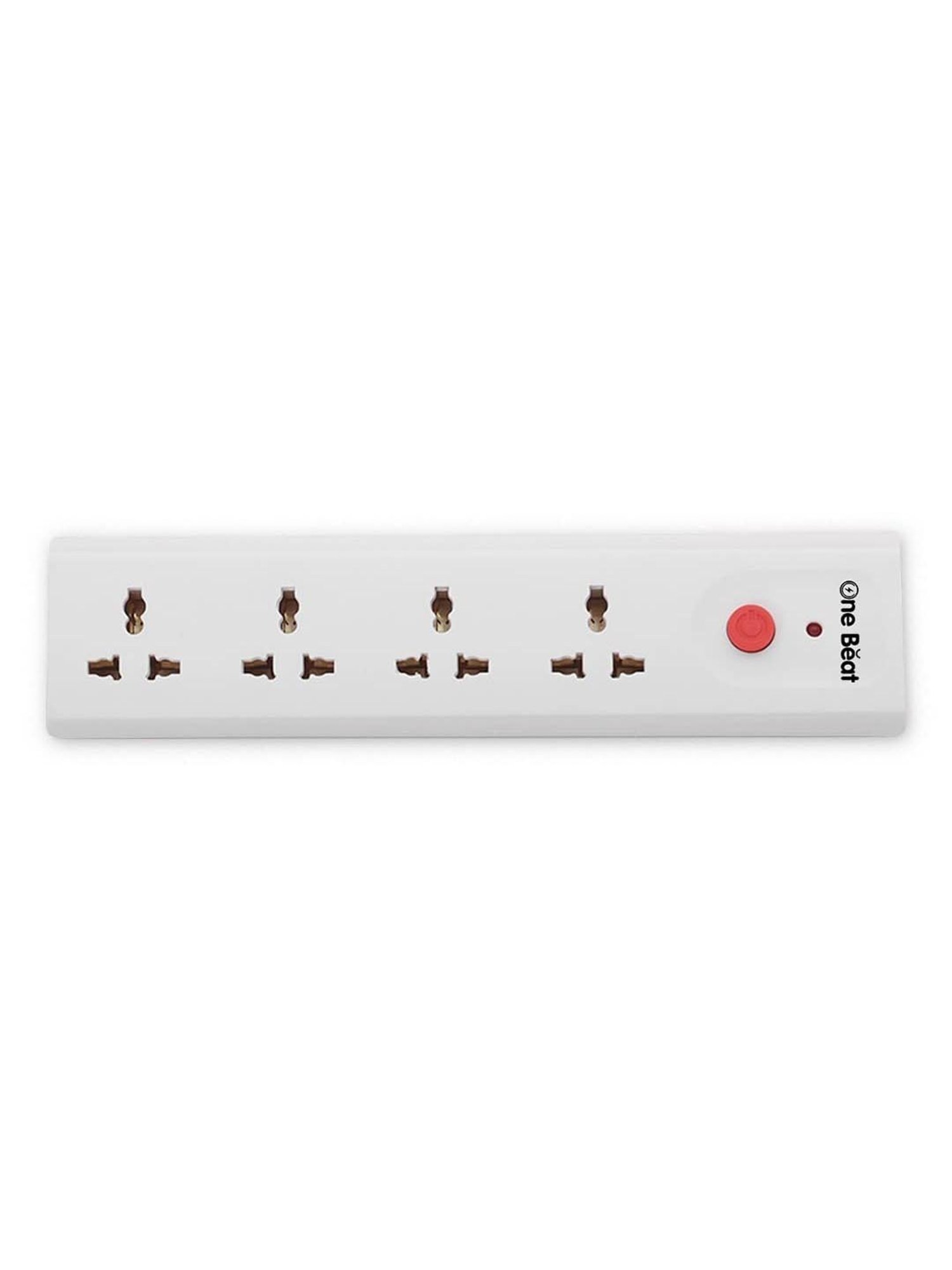 One Beat Extension 4 Universal Sockets, Power Load 10 AMP with 2 Mtr Cable (White)