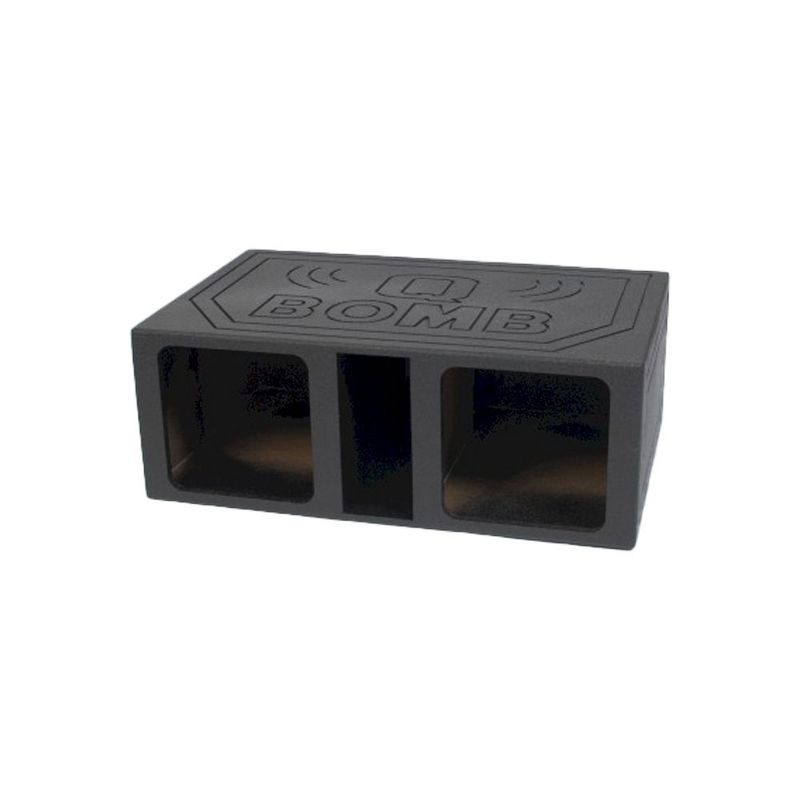 QPower QBOMB12VLSQ Double 12 Inch 42 Hertz Frequency Extra Large Vented Side Ported Speaker Square Box Enclosure with Spring Loaded Terminal