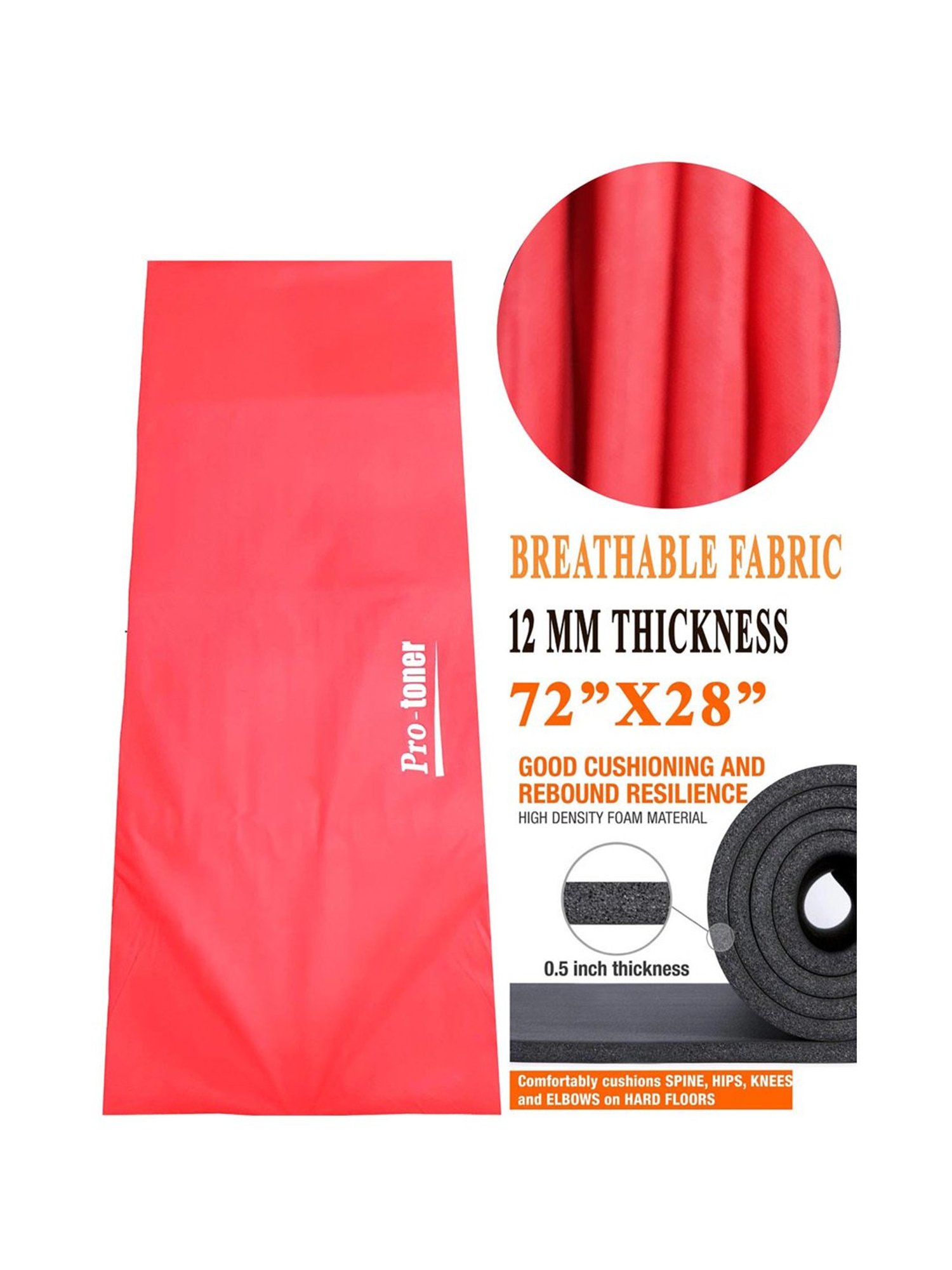 Protoner Foldable Yoga Mat (Red) Size - 43x71x2