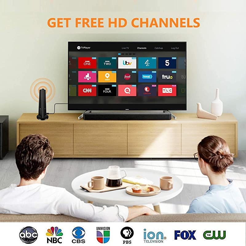 Latest? TV Antenna - HDTV Antenna Support 4K 1080P, 90-120 Miles Range Digital Antenna for HDTV, VHF UHF Freeview Channels Antenna with Amplifier Signal Booster - 18 FT Premium Coaxial Cable