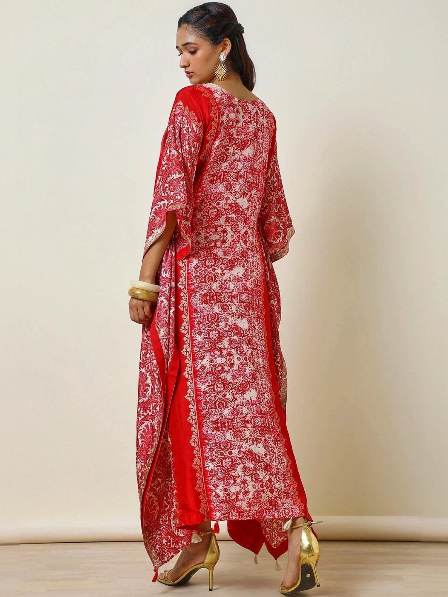 Soch Red Jacquard Pattern Maxi Kaftan With Inner