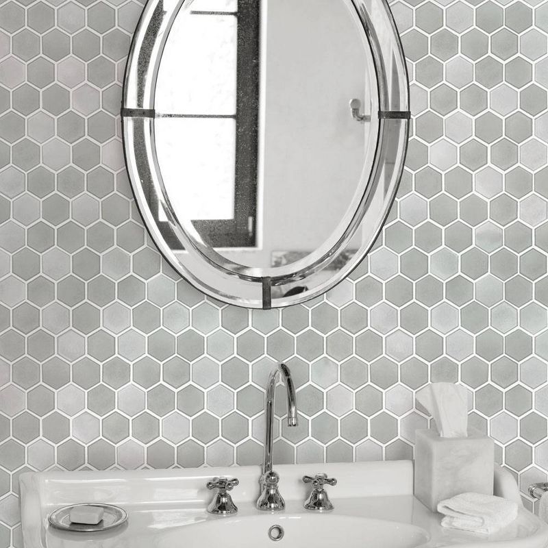 Tempaper Hexagon Tile Self-Adhesive Removable Wallpaper Gray