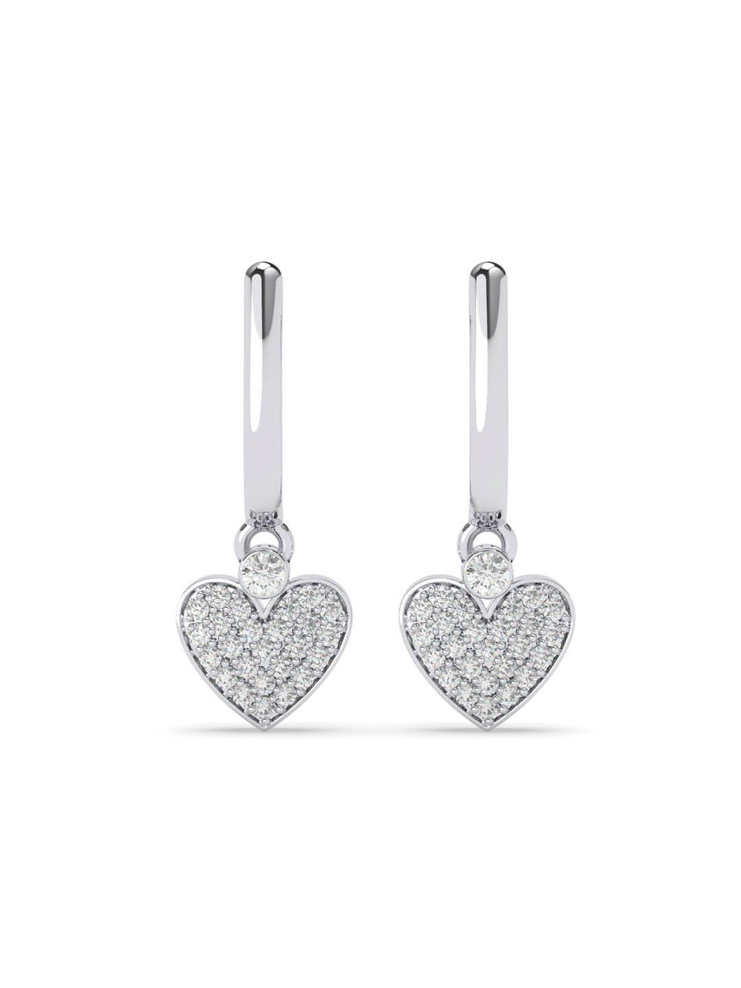 Clara 925 Sterling Silver Platinum Plated Swiss Zirconia Heart Drop Earrings Gift for Women
