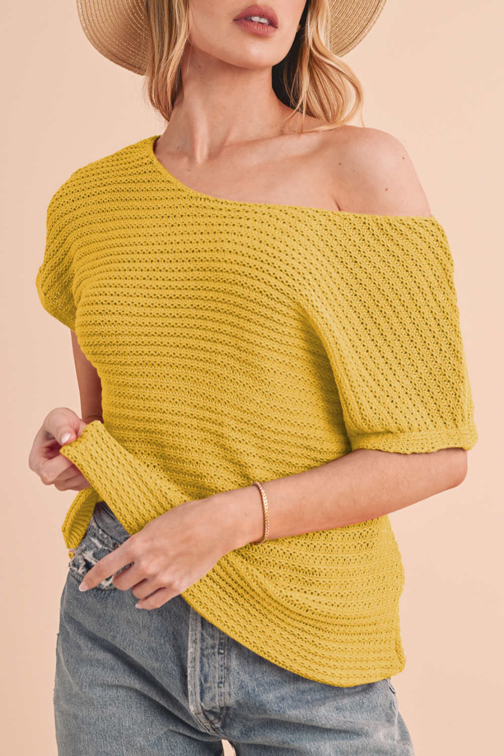 Ginger Plain Knit Loose Batwing Sleeve Blouse