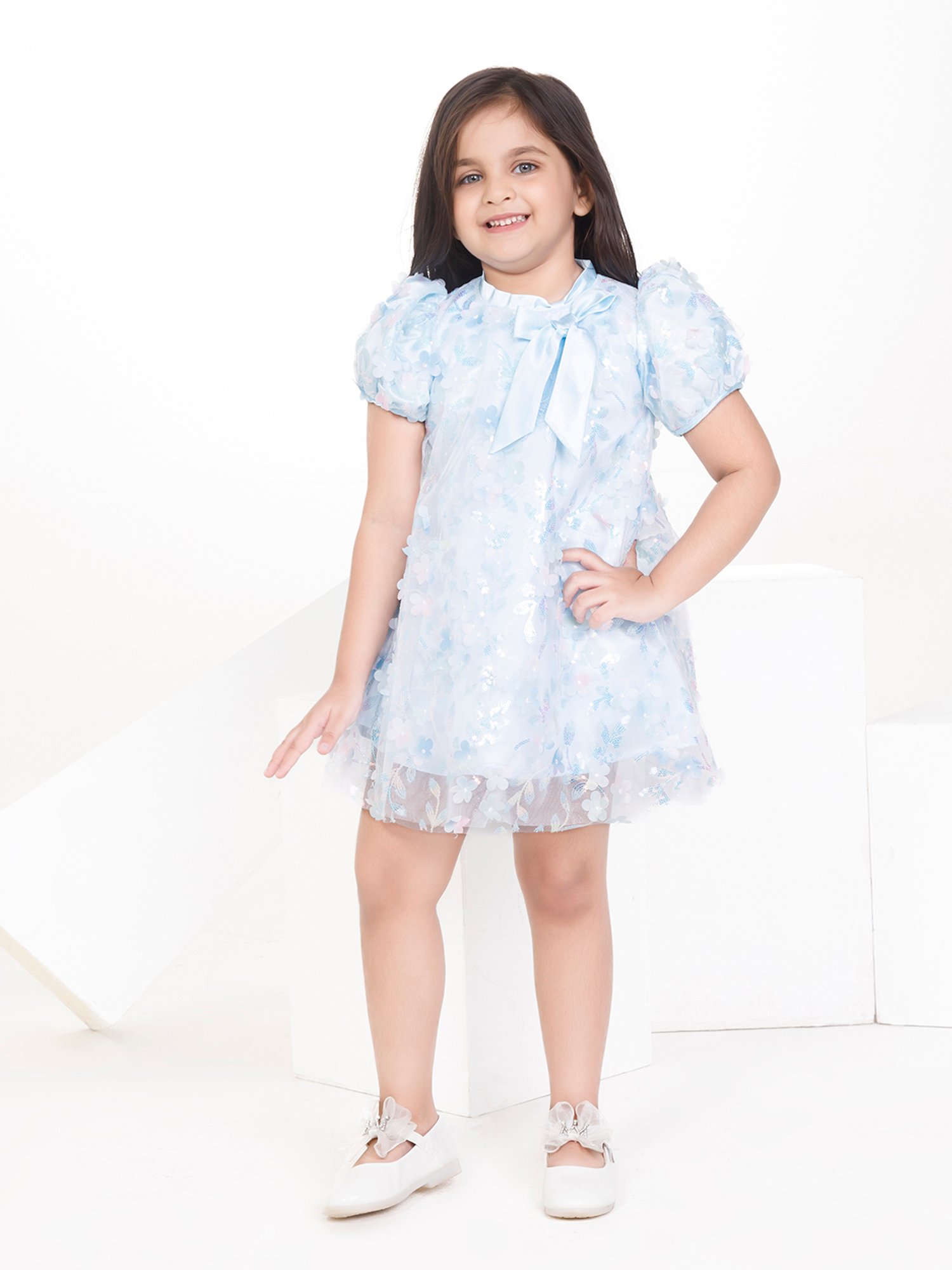 Peppermint Kids Light Blue Embellished Dress