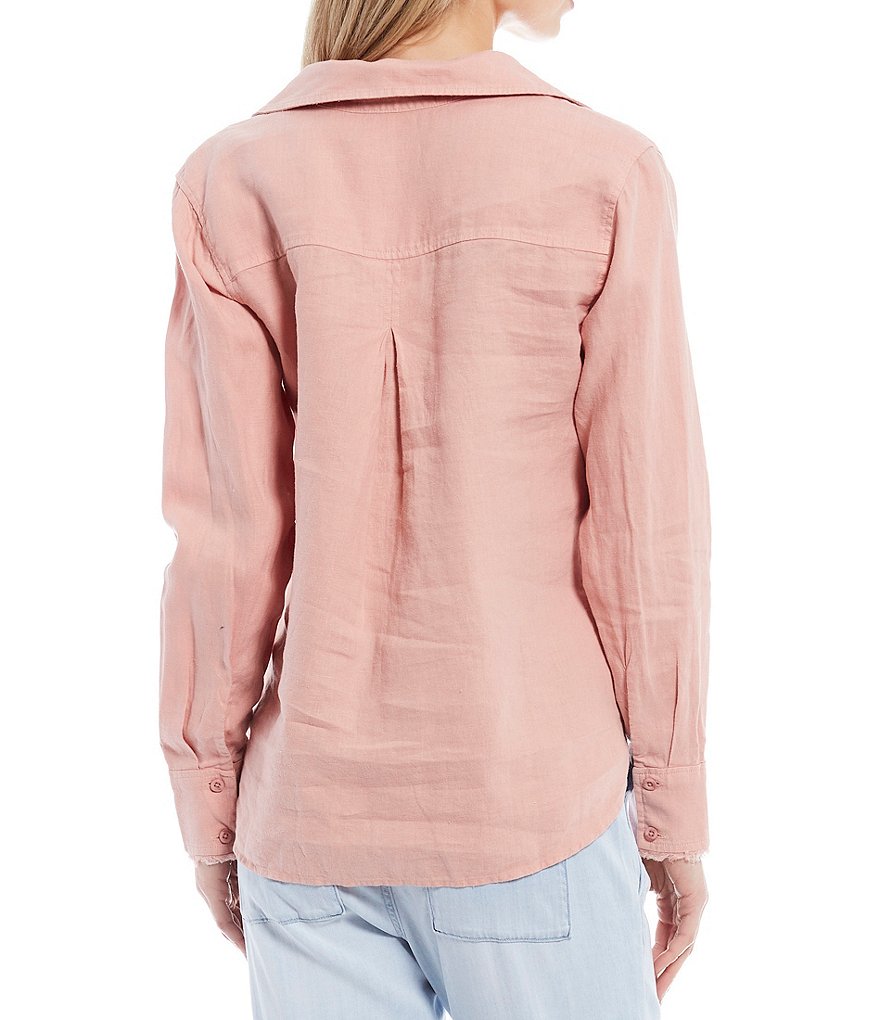 Cloth & Stone Woven Fray Placket Button Front Top