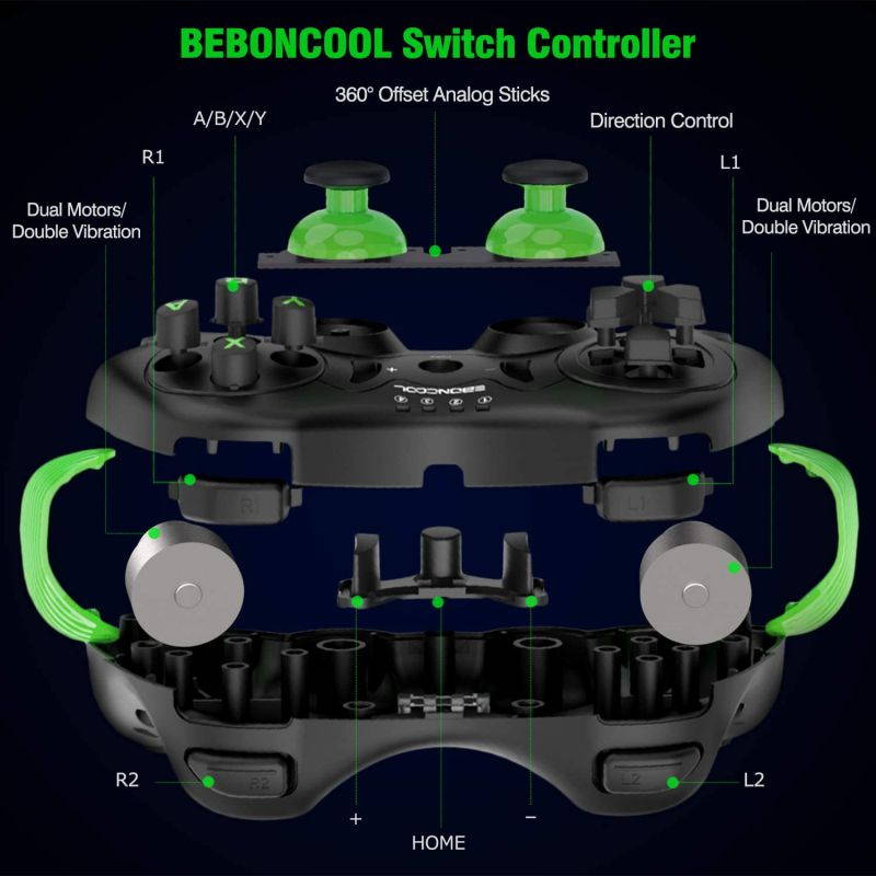 BEBONCOOL Wireless Pro Controller for Switch, Wireless Controller for Switch Pro Controller with Dual Shock, Motion Control Compatible with Switch/Switch Lite