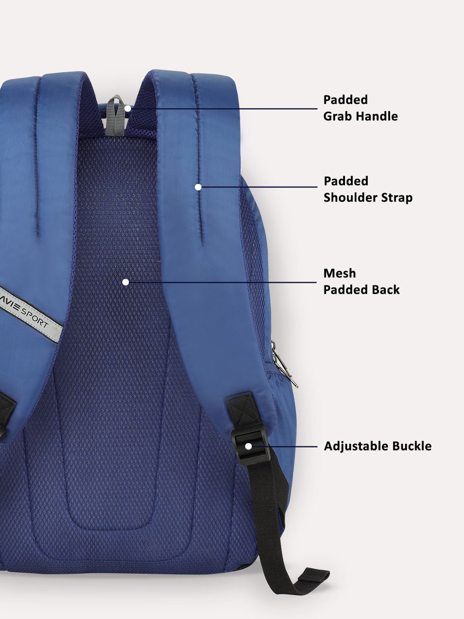 Lavie Sport Engrave 34L Laptop Backpack For Boys & Girls |Unisex Casual Bag for Men & Women (Navy)