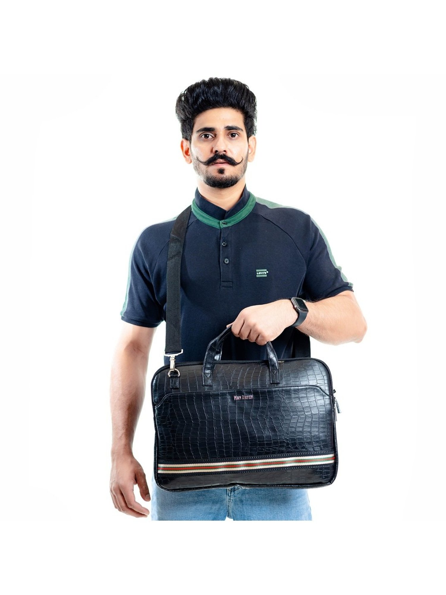 Priority Black Synthetic Large Messenger Bag