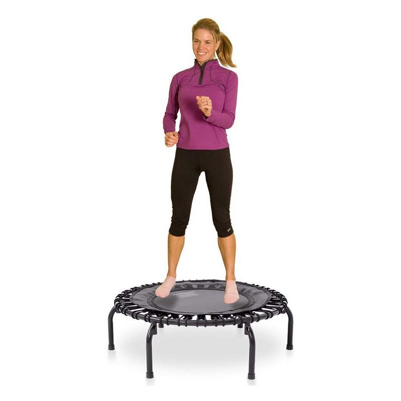 JumpSport 350 Indoor Portable Lightweight Safe Stable Heavy Duty 39-Inch Fitness Trampoline with Workout DVD, Black