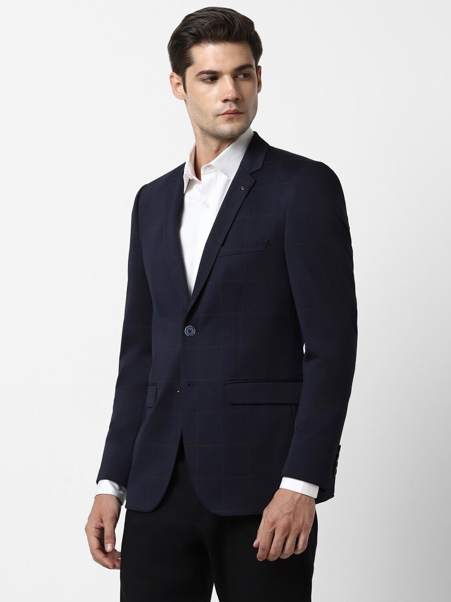 Van Heusen Navy Slim Fit Checks Blazer