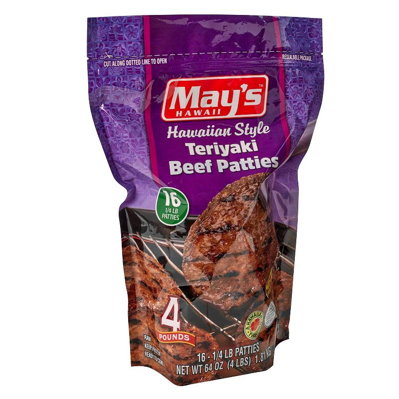 May's Hawaiian Style Teriyaki Beef Patties - Frozen - 4lbs
