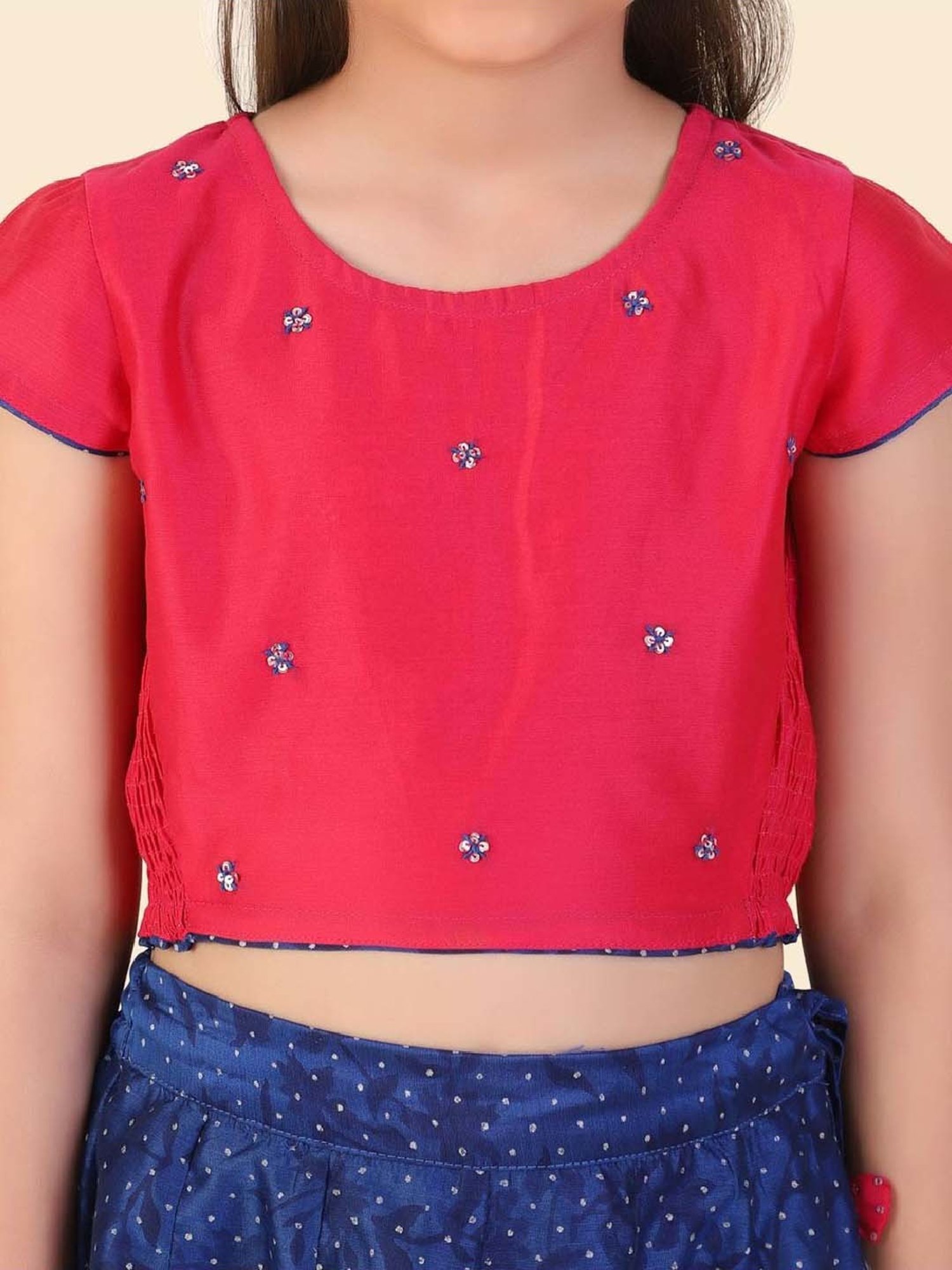 A Little Fable Kids Red & Beige Embellished Lehenga Choli