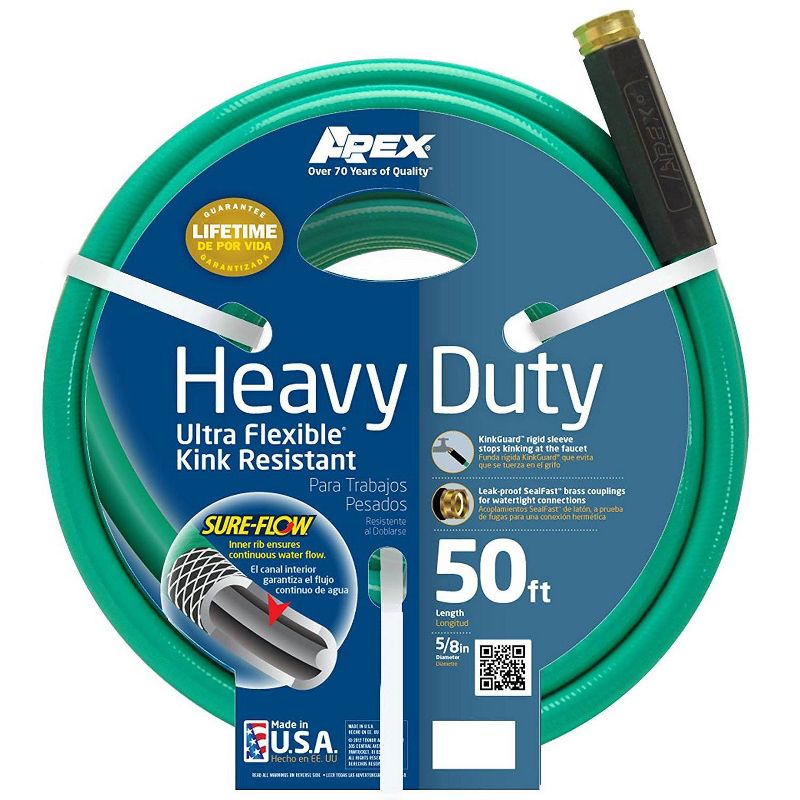 Teknor Apex Ultra Flex Outdoor Garden Watering Hose, 5/8 Inch x 50 Feet (2 Pack)