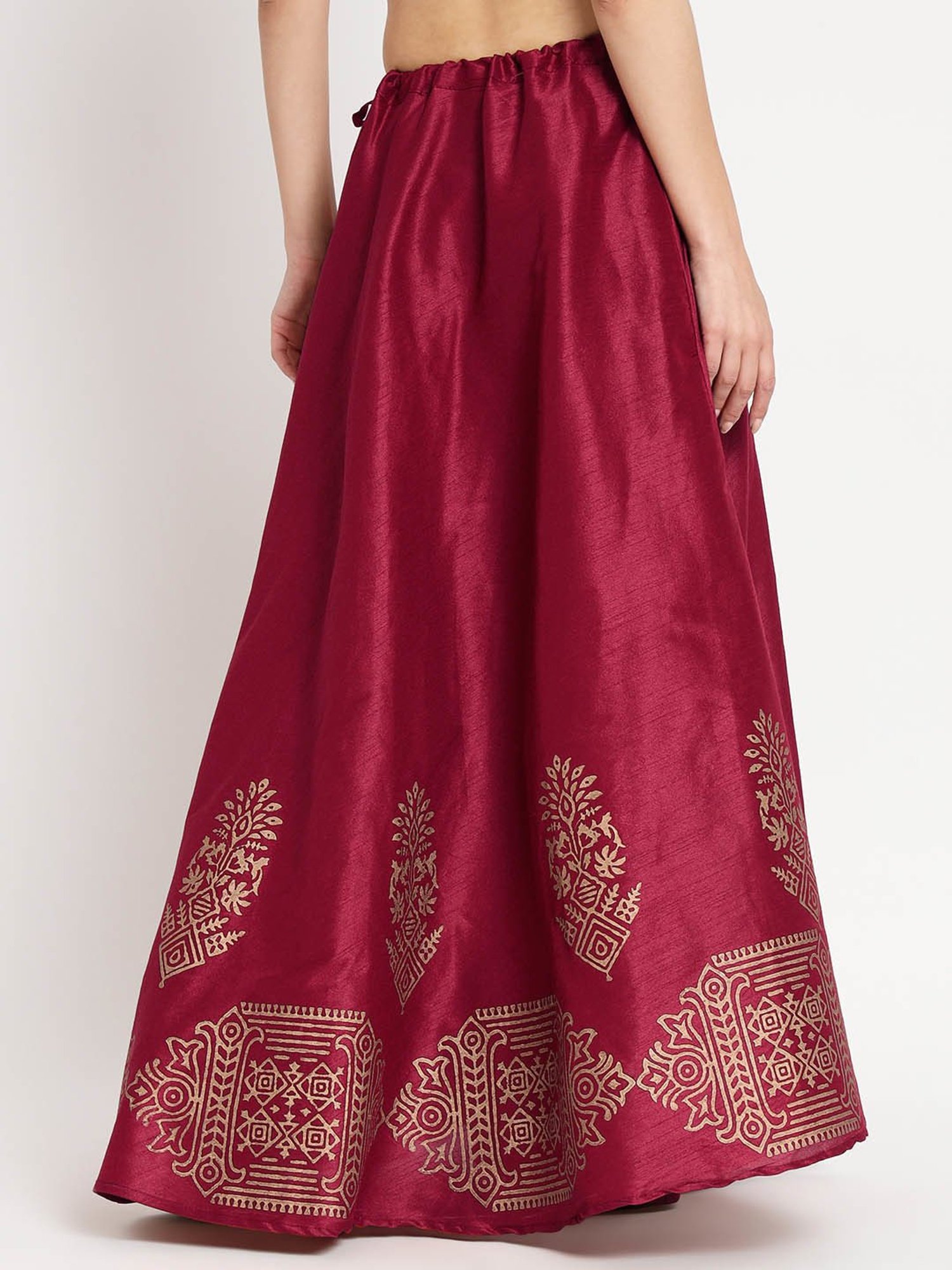 studiorasa Maroon Hand Block Print Skirt