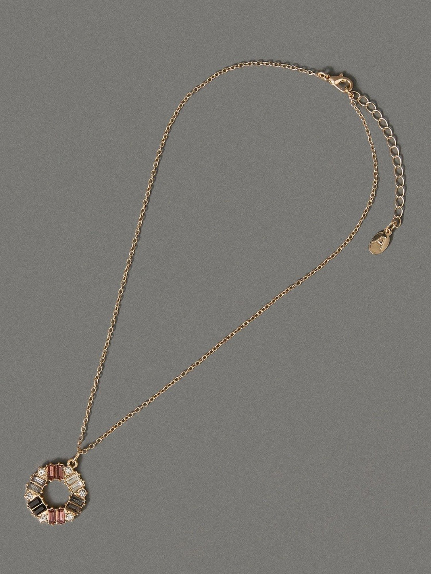 Accessorize London Gold Baguette Circle Pendant Necklace