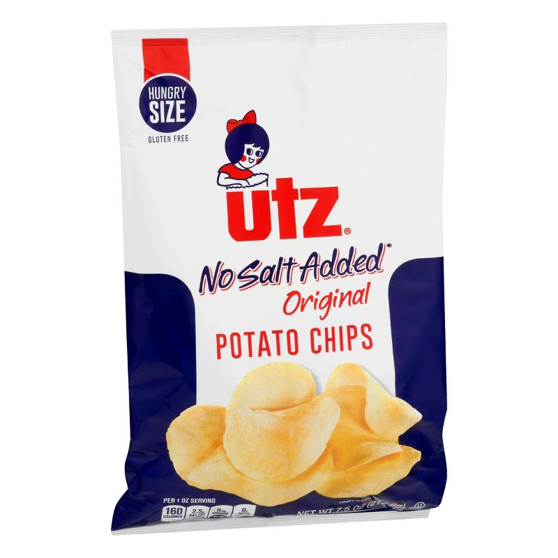 Utz No Salt Added Original Potato Chips - 7.5oz