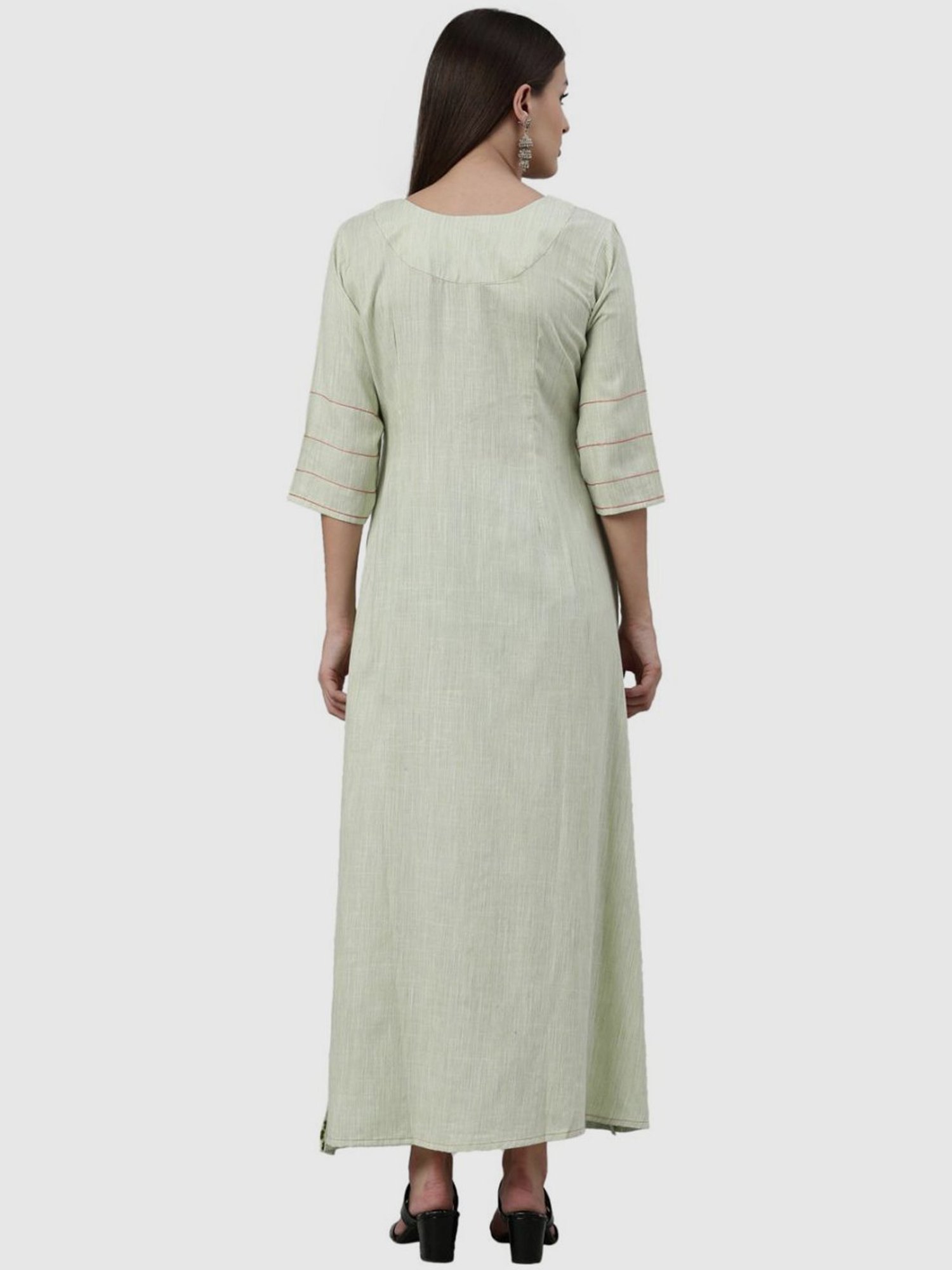 Neerus Pista Green Printed A Line Kurta