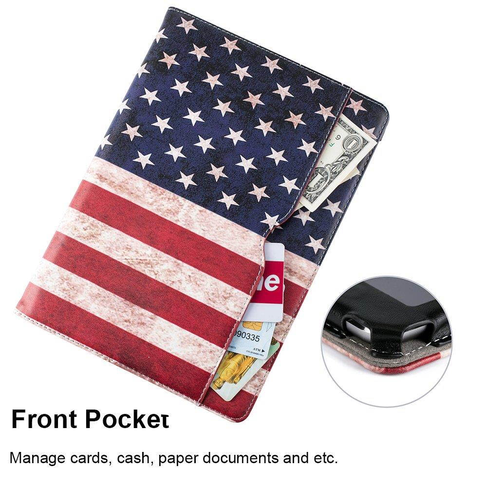 Ruban Case for iPad 9.7 inch 2018/2017 / iPad Air 2 / iPad Air - [Corner Protection] Multi-Angle Viewing Folio Stand Cover w/Pocket, Auto Wake/Sleep, American Flag