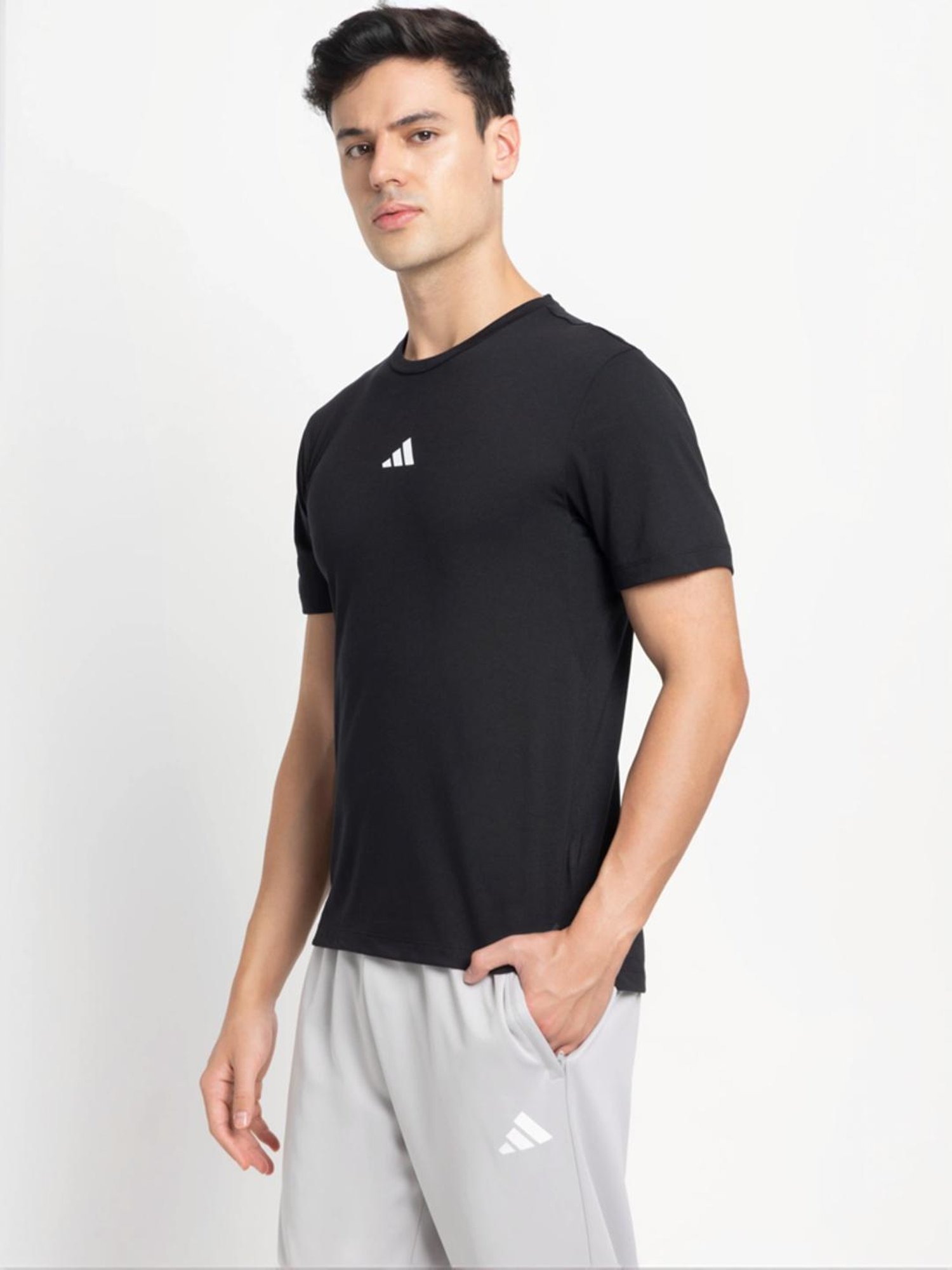 Adidas Black Slim Fit Printed T-Shirt