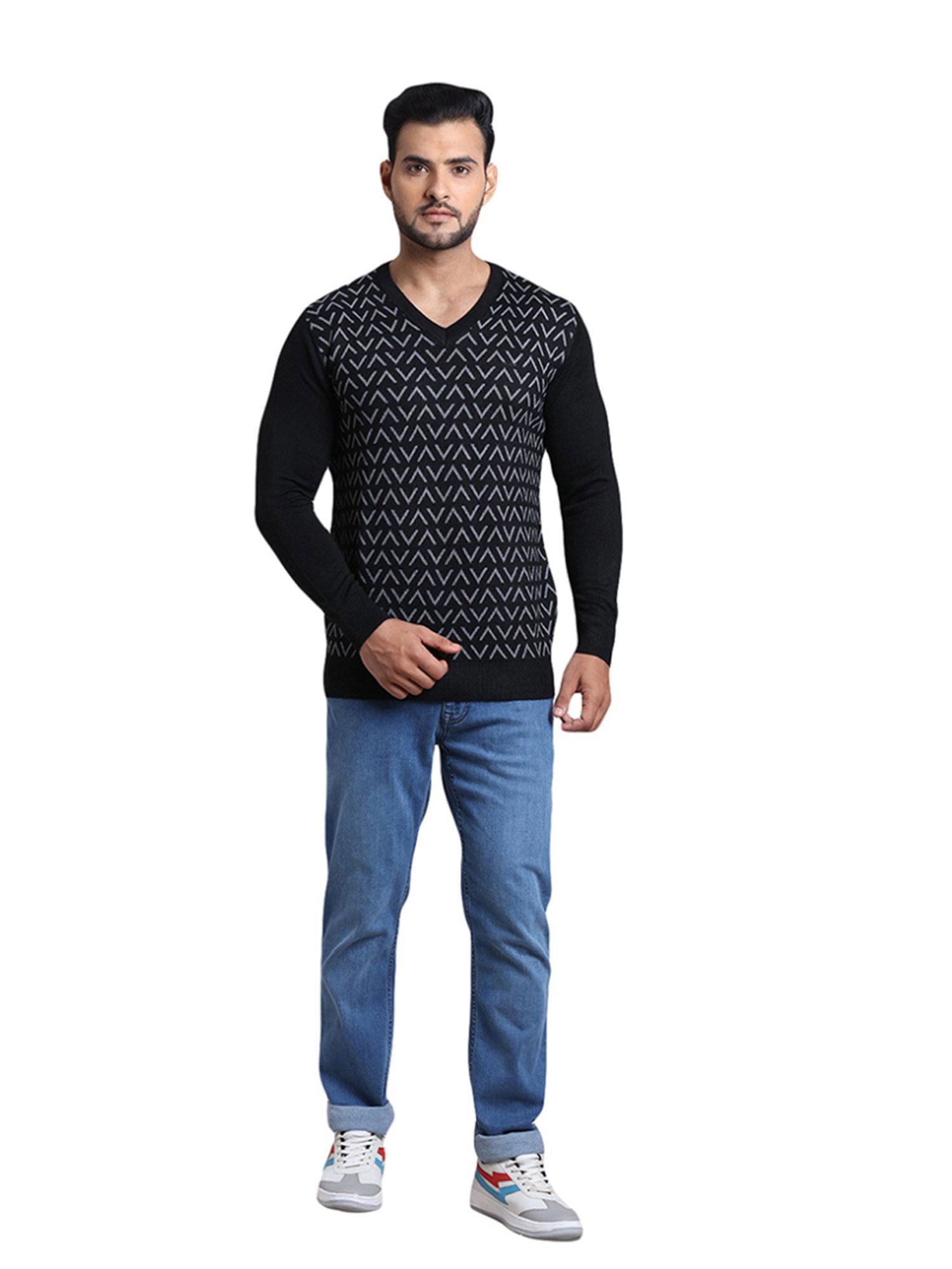 ColorPlus Black Tailored Fit Texture Sweater
