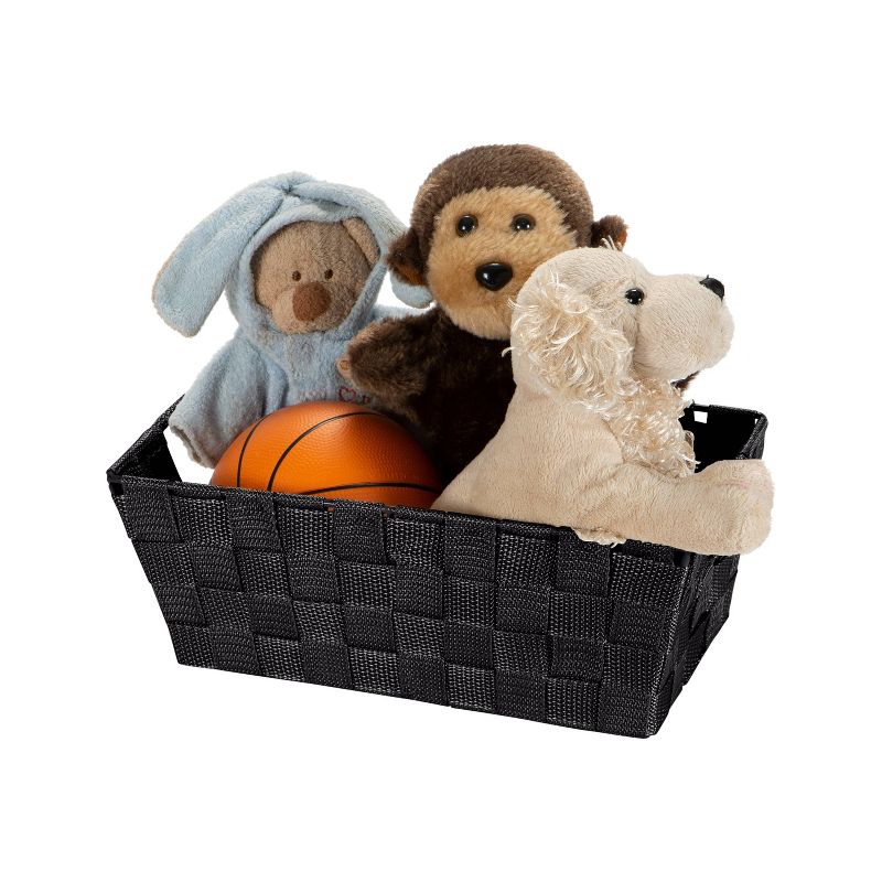 Simplify Small 6.5" Woven Strap Storage Bin Black