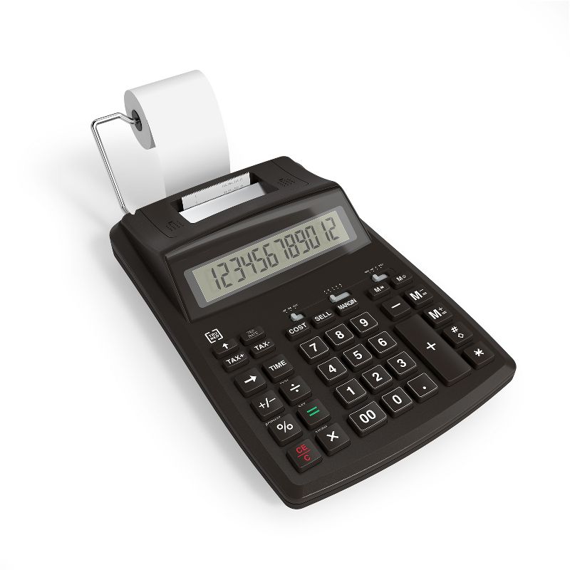 TRU RED TR44780 12-Digit Desktop Printing Calculator, Black 