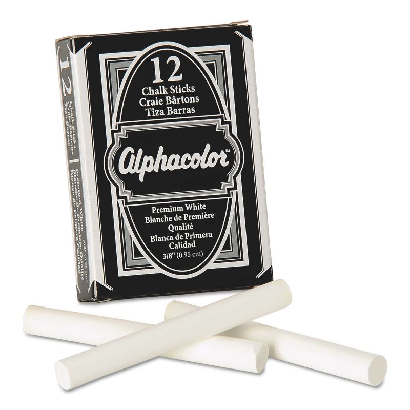 Quartet Alpha White Chalk Low-Dust 12 Sticks/Pack 314005