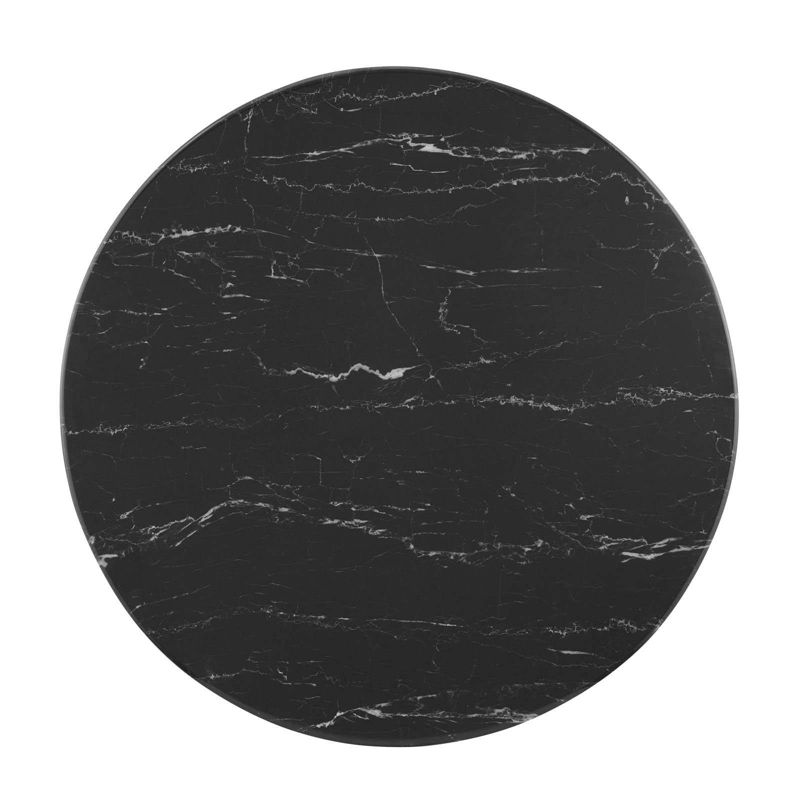 28" Tupelo Round Artificial Marble Dining Table Gold Black - Modway