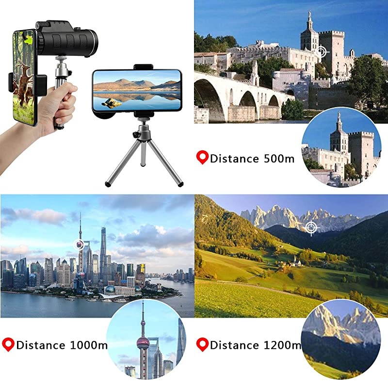 Telescope High Power with Smartphone HolderBAK4 Prism for Bird Watching Hunting Camping Travelling Wildlife