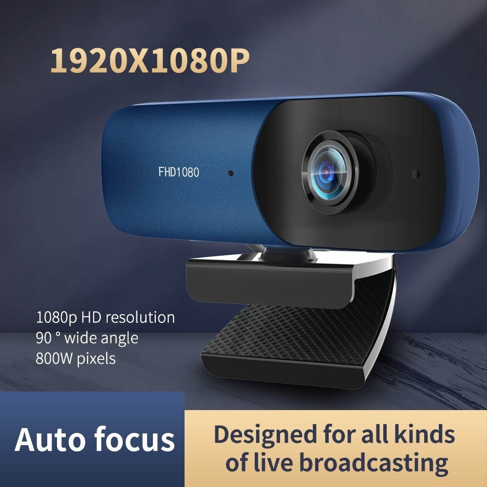 Webcam 1080P Computer Camera with Privacy Cover USB Connection Built-in Noise-reduction Microphone for Live Video