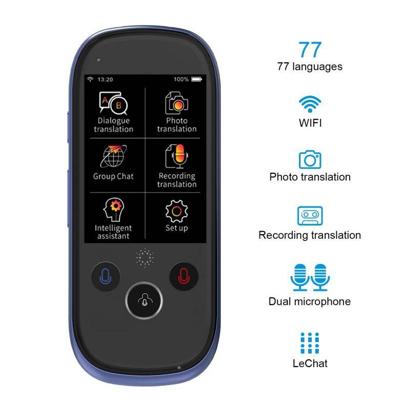 boeleo K1 Pro Smart Voice Translator Device with 2.4 Inch TouchScreen WiFi/Hotspot Connection/Offline Support 77 Languages Instant Two Way Translator Recording/Photo Camera Translation Portable for