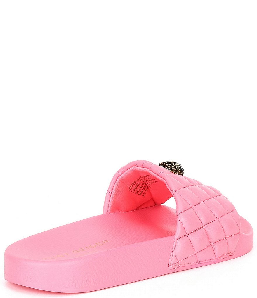Kurt Geiger London Meena Eagle Head Ornament Quilted Pool Slides