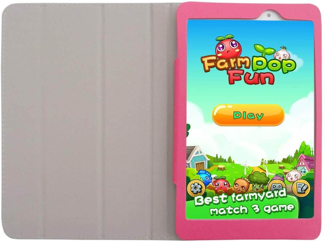 iShoppingdeals - Tulip Pink Folding Folio Cover Skin Case and Clear Screen Protector for Acer Iconia Tab 8" (Model A1-850 Only)