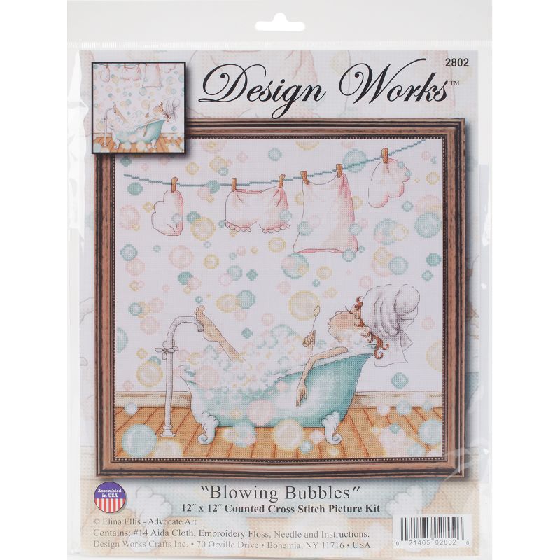 Design Works Counted Cross Stitch Kit 12"X12"-Blowing Bubbles (14 Count)