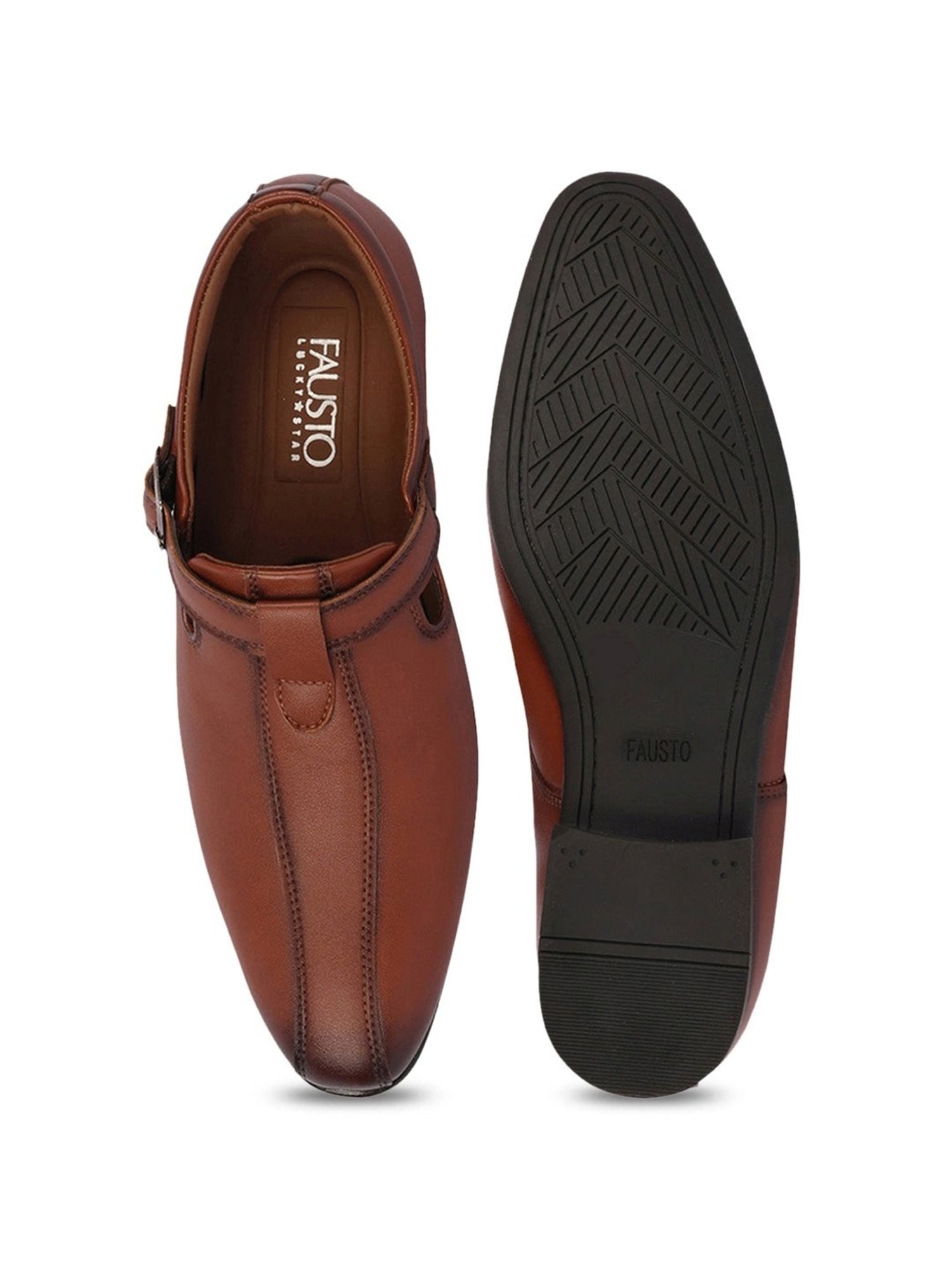 Fausto Men's Tan Monk Shoes