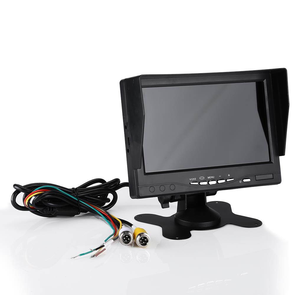 Dual Backup Camera with 7''  2 Split Monitor Kit, Front View/Rear-View Camera, Night Vision, Waterproof,49.3FT Cables for Trucks, RV, Trailer, Bus