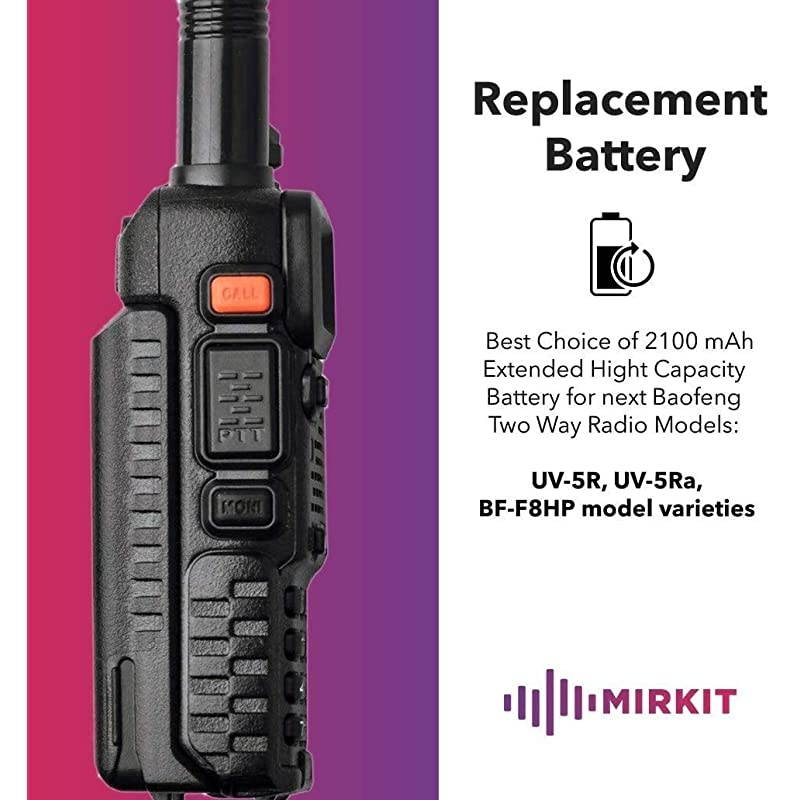 2Pcs Baofeng Battery Pack BL5 2100mAh High Capacity Baofeng Accessories for TwoWay Ham Radio DM 5R Plus UV5R MK233X45 BF F8HP UV 5RTP UV 5R V2 Series by  Radio USA Warranty