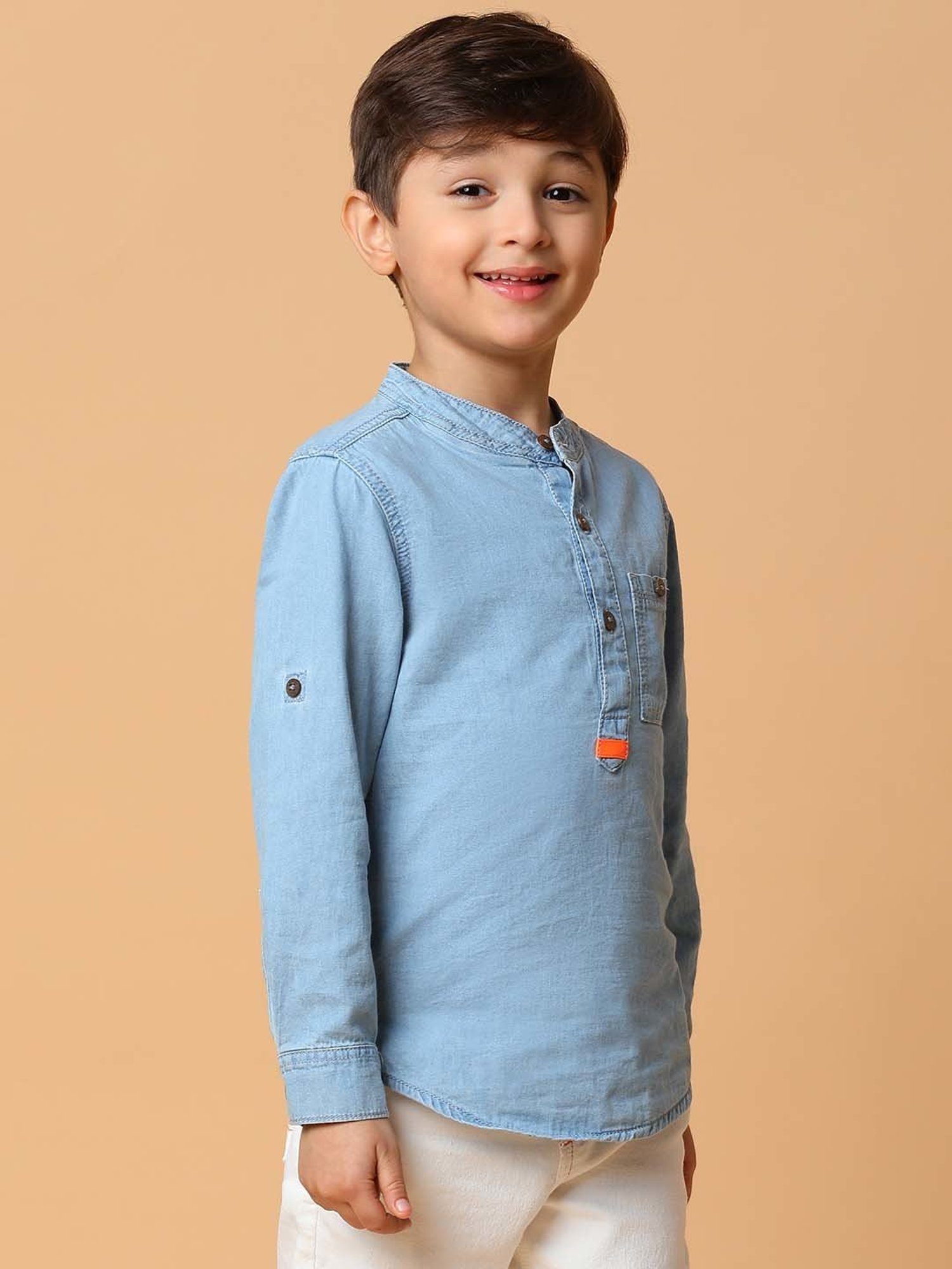 Tales & Stories Kids Blue Cotton Regular Fit Full Sleeves Shirt