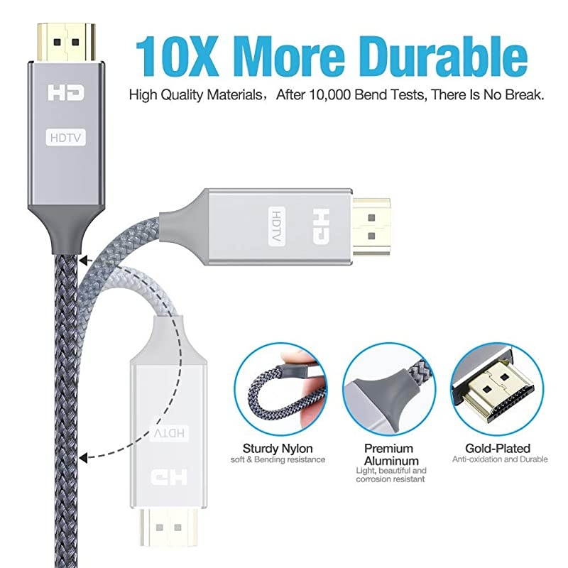 4K HDMI Cable  HDMI Cord 35 feet HDMI to HDMI Top Series Supports 4K60HZ 1080p FullHD UHD Ultra HD 3D High Speed HDMI to HDMI Compatible UHD TV Bluray PS43 Monitor