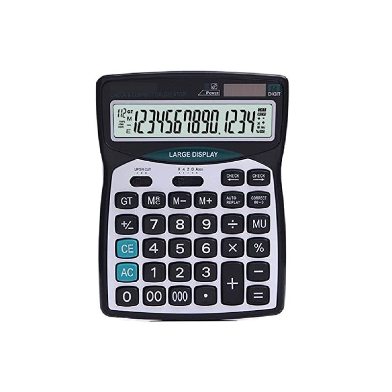 Professional Standard Large Desktop s,Office/Business/Electronic calculators with 14-Digit Large Display, Solar and AA Battery Dual Power Black