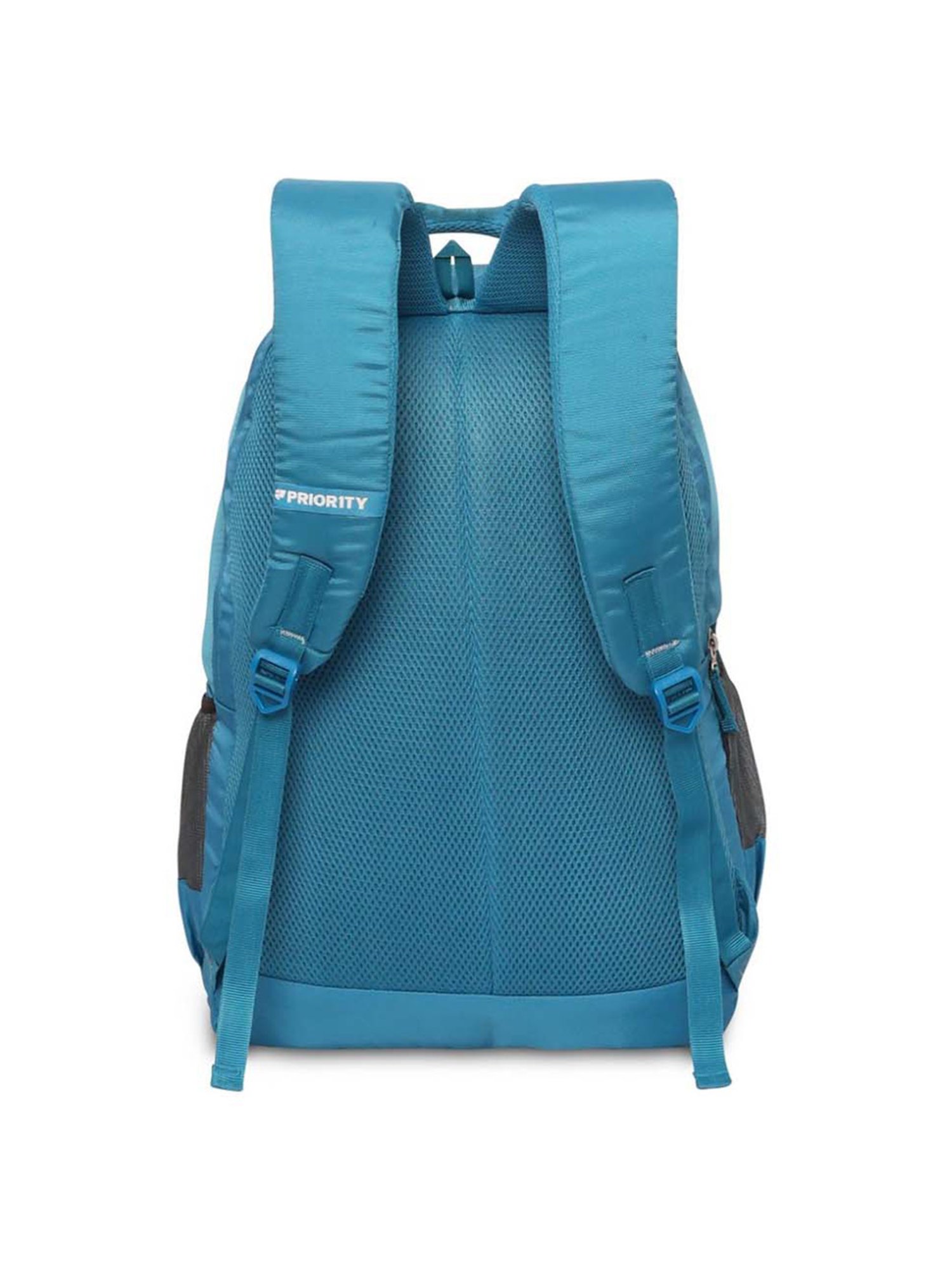 Priority Genius Sky Blue & Grey Polyester Solid Backpack - 29.44 Ltrs