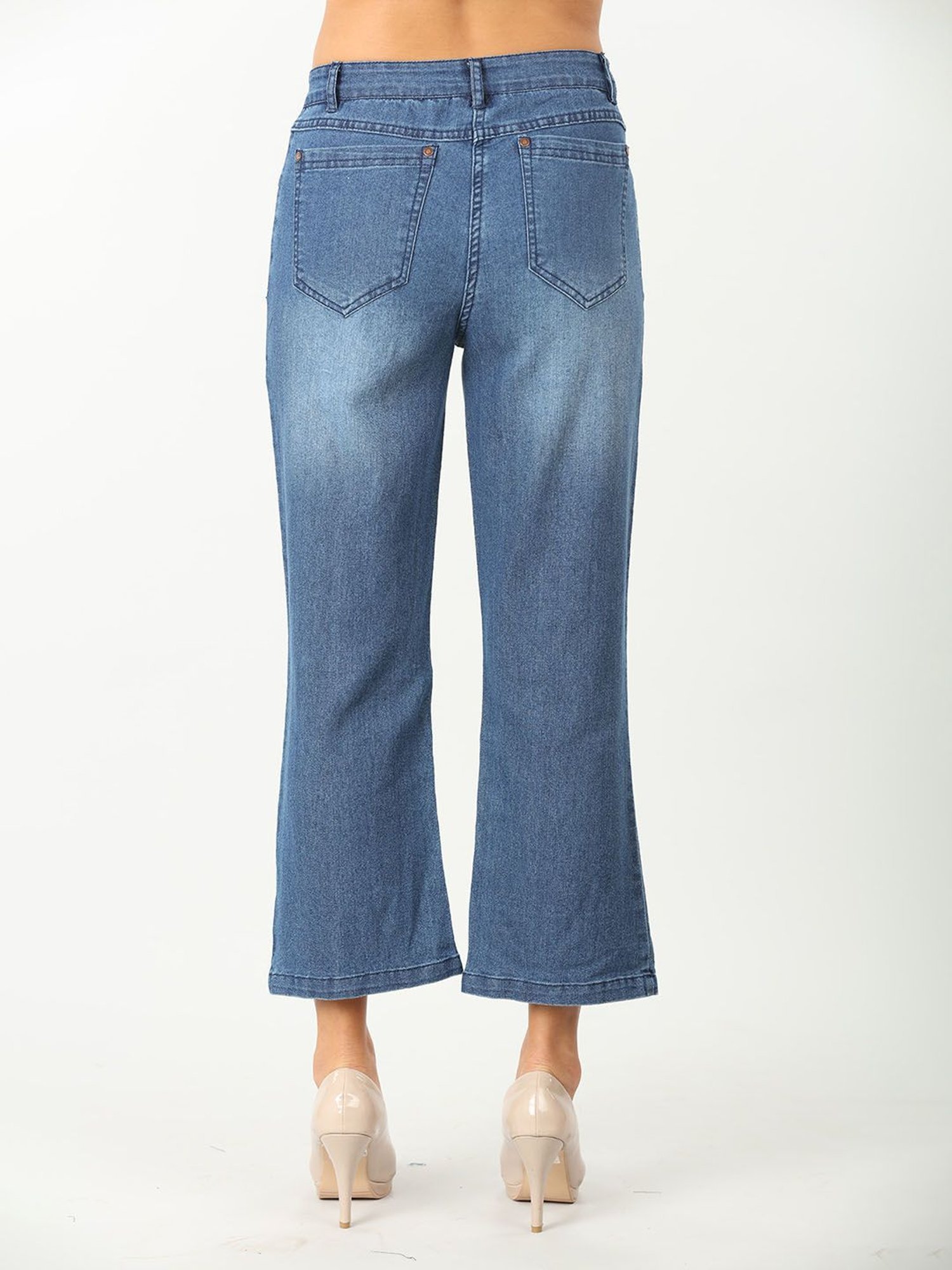 Mustard Blue Cotton Slim Fit Mid Rise Jeans