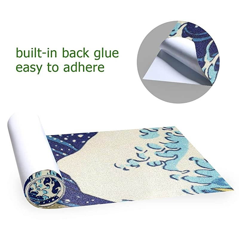 Blue Sea Wave Monster Skateboard Grip Tape Sheets Graphic Longboard Griptape Bubble Free AntiSlip 33X 9 Tapes for Teens Girls Boys