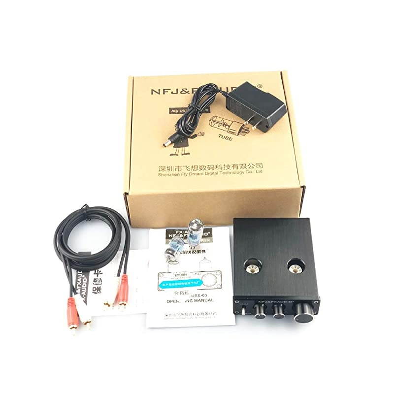 TUBE03 Tube Preamp GE5654 Tube HiFi Tube Preamplifier with Bass Treble Control Home Theater Stereo Audio Preamplifier DC 12V Silver