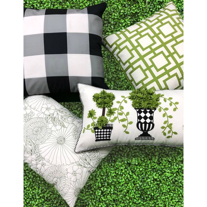 25" x 13" Dimensional Potted Topiary Decorative Patio Throw Pillow - Edie@Home